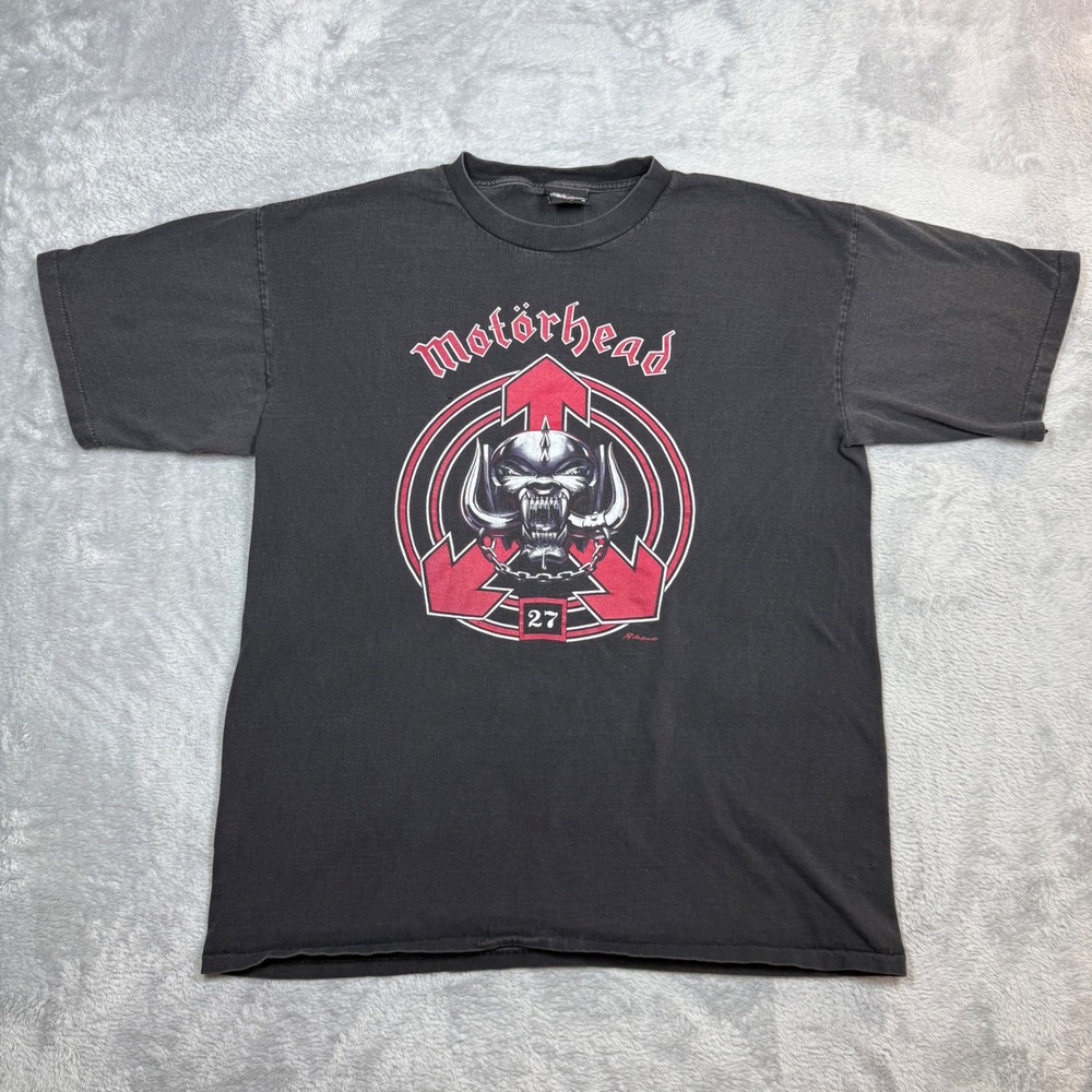 Vintage Motorhead Graphic T Shirt Mens XL Black Faded Distressed Rock Band Y2K